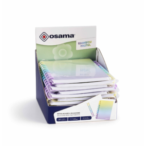 Espositore 12 blocchi note spiralati Osama Rainbow Pastel 120 fogli 80 g/m² formato A5 a righe - OW 84045221