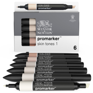 Pennarelli Winsor&Newton Promarker doppia punta fine-scalpello 2,5-0,5mm - toni carne chiaro - 0290114 (conf.6)