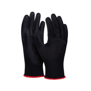 Guanti da lavoro Donau Safety in poliestere e spalmati di PU nero sul palmo - Tg. 7 - 32031221-07 (conf.12)