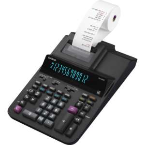 Calcolatrice scrivente Casio display 12 cifre - alimentatore incluso - nero DR-200R-BK-E-EC