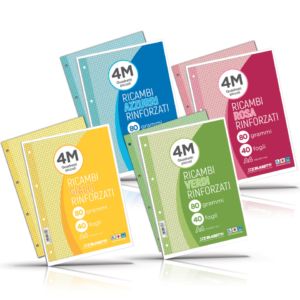Ricambi rinforzati colorati Blasetti per quaderni ad anelli A4 80 g/m² - 40 fogli - 4 mm - azzurro - 7807