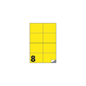 Etichette fluo permanenti Markin Copiatabu 105x74 mm in foglio A4 - inkjet/laser - 8 et./foglio giallo (conf.100 fogli)