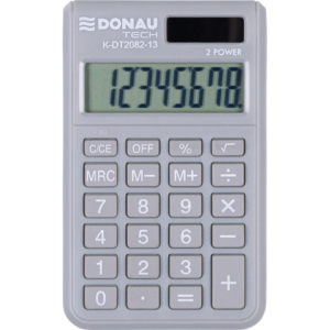 Calcolatrice tascabile Donau Tech con display a 8 cifre - 97x60x10 mm grigio chiaro - K-DT2082-13