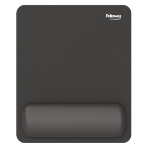 Tappetino mouse con poggiapolso Fellowes Breyta - antibatterico Microban 24×20 cm - nero - 100142555