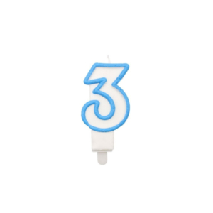 Candelina Party Go bianco e azzurro H.6 cm n° 3 EA0207