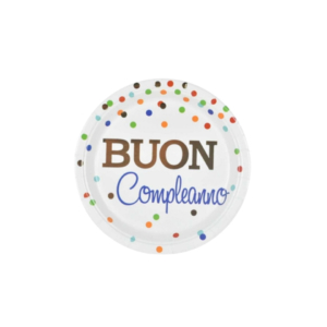 Piatti di carta Party Go Buon Compleanno pois colorati Ø18 cm - AI0334 (conf.8)