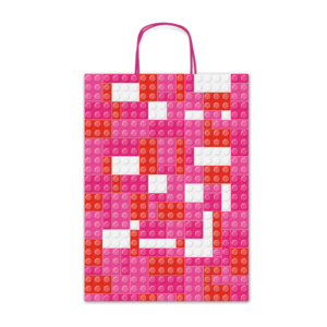 Borse shopper Rex-Sadoch Allegra Mattoncini su kraft bianco - 36x12x41 cm rosa/rosso - SDF36-276J (conf.25)