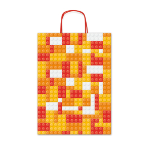 Borse shopper Rex-Sadoch Allegra Mattoncini su kraft bianco - 26x12x36 cm rosso/arancio - SDF26-274J (conf.25)