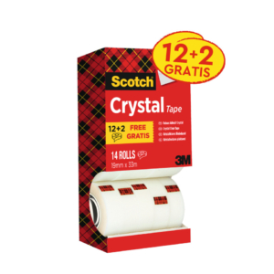 Nastro adesivo Scotch® Crystal trasparente - 19 mm x 33 mm - 6-1933R14 (Value Pack 12+2 GRATIS)