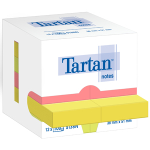 Foglietti riposizionabili Tartan™ Notes 51x38 mm colori assortiti neon - 5138N (conf.12 blocchetti da 100 fogli cad.)