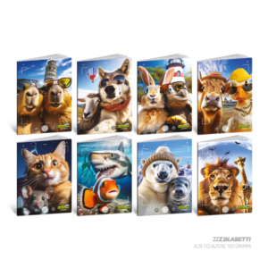 Maxi quaderni Blasetti Animal Selfie A4 - 100 g/m² - 24+1 fogli - righe B - 9398 (conf.10)