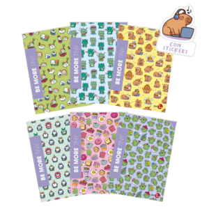 Maxi quaderni Be More Tiny A4 - 100 g/m² - 18+1 fogli - a righe 1R - con stickers - assortiti - 0122558 (conf.10)