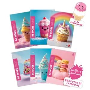 Maxi quaderni Be More Sweet A4 - 100 g/m² - 24+1 fogli - a quadretti 5M - copertina profumata - assortiti (conf.10)