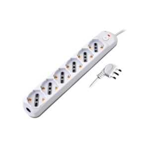 Multipresa con pulsante MKC 6 posizioni schuko bipasso 10/16A, spina 90° 16A 2P+T cavo 1,5 m - 492518890
