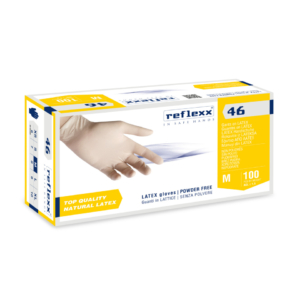 Guanti monouso in lattice senza polvere Reflexx per laboratorio ambidestri - TG M DPI Cat. III conf. 100 pz R46/M