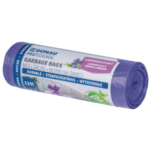 Sacchi profumati per rifiuti inorganici Donau Professional 120 L 122x70 cm - 24 µm lavanda - rotolo 10 pz - 22224432-09