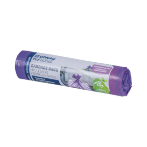 Sacchi profumati per rifiuti inorganici Donau Professional 60 L 69x62 cm - 28 µm lavanda - rotolo 10 pz - 22213322-09