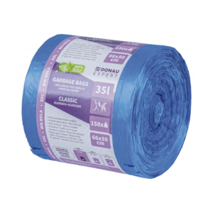 Sacchi immondizia per rifiuti inorganici Donau Expert 35 L 66x50 cm - 20 µm blu - rotolo 150 pz - 22384619-01