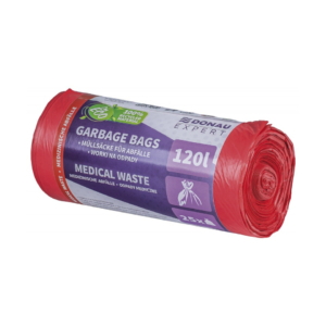 Sacchi immondizia per rifiuti sanitari Donau Expert 120 L 110x69 cm - 25 µm rosso - rotolo 25 pz - 22387736-04