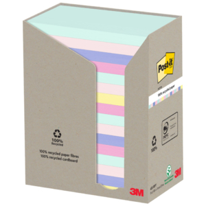 Foglietti Post-it® Notes in carta riciclata Assortito - 76x127 mm (conf.16 blocchetti da 100 foglietti)