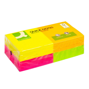 Foglietti riposizionabili Q-Connect 70g/m² Assortito neon 76x76 mm - KF10508 (12 blocchetti da 75 fogli)