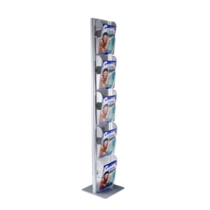 Espositore da terra porta depliant Menhir Ice Tecnostyl A4 - monofronte ICE - 33x33x173 cm - MIC102