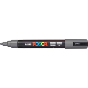 Pennarello Uniposca a tempera Uni-Ball punta tonda 1,8-2,5 mm Grigio profondo M PC5M GN