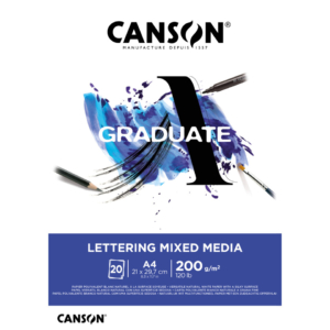 Blocco GRADUATE Lettering Mixed Media A4 20 fogli - 200g/m² Canson Bianco C31250P028