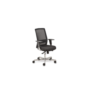 Poltrona semi-direzionale Olimpia Syncro Seditaly tessuto ignifugo Nero base alluminio - OLG0T18AGB833