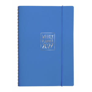 Agenda settimanale Biembi 2027 azzurro spiralata con copertina in cuoio rigenerato 15x21 cm - BNZ265C75-A