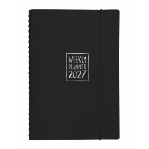 Agenda settimanale Biembi 2027 nero spiralata con copertina in cuoio rigenerato 9x14 cm - BNZ265C76-N