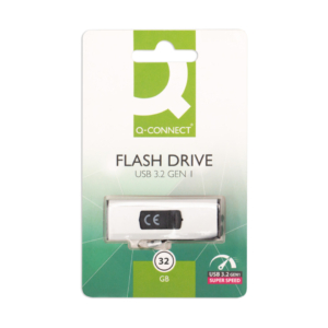 Chiavetta USB Flash Drive Q-Connect 3.0 32 GB Super Speed Argento/Nero - KF16370