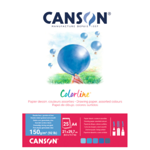 Album da disegno Canson Colorline® A4 150g/m² 25 fogli - Colori Assortiti Acqua - Liscio/Ruvido - C31074P002