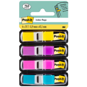Segnapagina Post-it® Index Mini 683 - Azzurro, fucsia, Giallo, Rosa (conf.4 da 35 fogli)