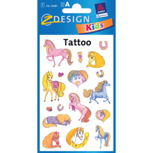 Tatuaggi Avery Kid Assortiti - 1 foglio - cavalli 56681