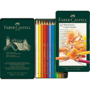 Matite colorate permanenti Faber Castell Polychromos Ømina 3,8 mm box metallo - Colori Assortiti - 110012 (conf.12)