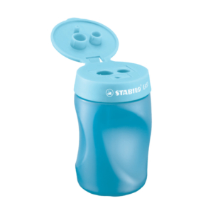 Temperamatite a 3 fori Stabilo Easy con serbatoio per mancini - colori assortiti - 4501/2 (conf.3)