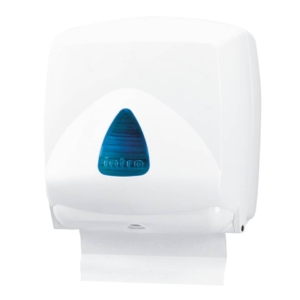 Distributore mini di carta asciugamani in fazzoletti QTS in ABS capacità 300 foglietti Bianco vetrino Blu IN-FO2/WRN