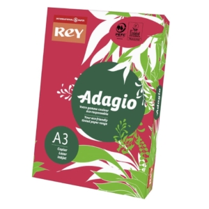 Cartoncini colorati A3 Rosso intenso INTERNATIONAL PAPER Rey Adagio - 160g/m² - 29,7x42 cm (risma 250 fogli)