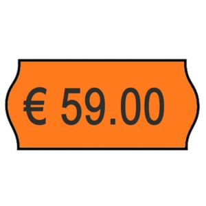 Rotolo da 1000 etichette per prezzatrice Printex sagomate 26x12 mm Arancio permanenti - 2612sfp10ar (conf.10 rotoli)