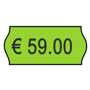 Rotolo da 1000 etichette per prezzatrice Printex sagomate 26x12 mm Verde permanenti - 2612sfp10ve (conf.10 rotoli)