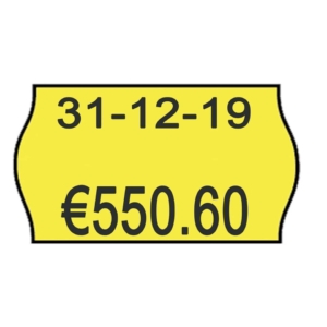 Rotolo da 1000 etichette per prezzatrice Printex sagomate 26x16 mm Giallo fluo permanente - 2616sfp7gi (conf.10 rotoli)