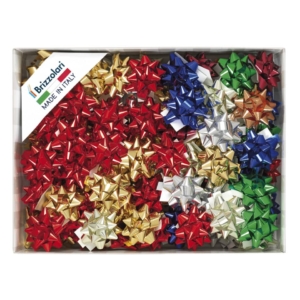 Stelle adesive per pacchi regalo Brizzolari 10 mm Ø50 mm Assortito lucido - B.15 (conf.100)
