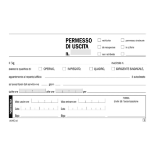 Blocco permessi di uscita flex 17,3x9,9 cm - 50x2 copie autoricalcanti - 1626C0000