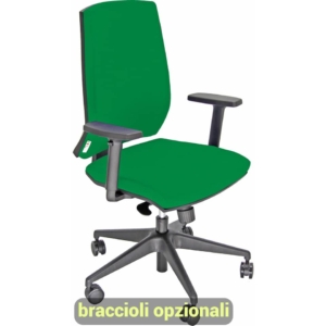 Sedia ufficio girevole Unisit Giulia con base in alluminio - Braccioli opzionali - Rivestimento Eco Verde