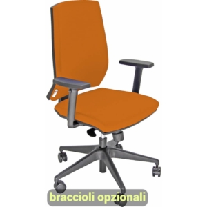 Sedia ufficio girevole Unisit Giulia con base in alluminio - Braccioli opzionali - Rivestimento Eco Arancione
