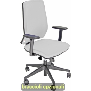 Sedia ufficio girevole Unisit Giulia con base in alluminio - Braccioli opzionali - Rivestimento similpelle Bianco