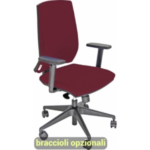 Sedia ufficio girevole Unisit Giulia con base in alluminio - Braccioli opzionali - Rivestimento ignifugo Bordeaux