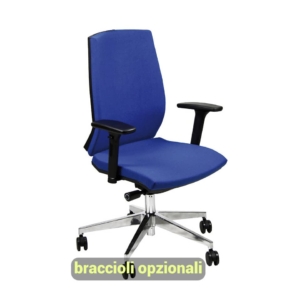 Sedia ufficio girevole Unisit Giulia con base in alluminio - Braccioli opzionali - Rivestimento Eco Blu