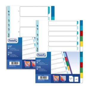 Divisori intercalari neutri Favorit A4 - 6 tasti colorati - 400132501